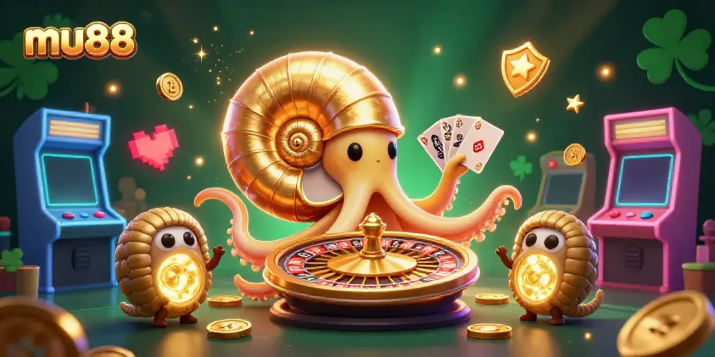 Experience the thrill of mu88 with a vibrant nautilus roulette and glowing casino elements.