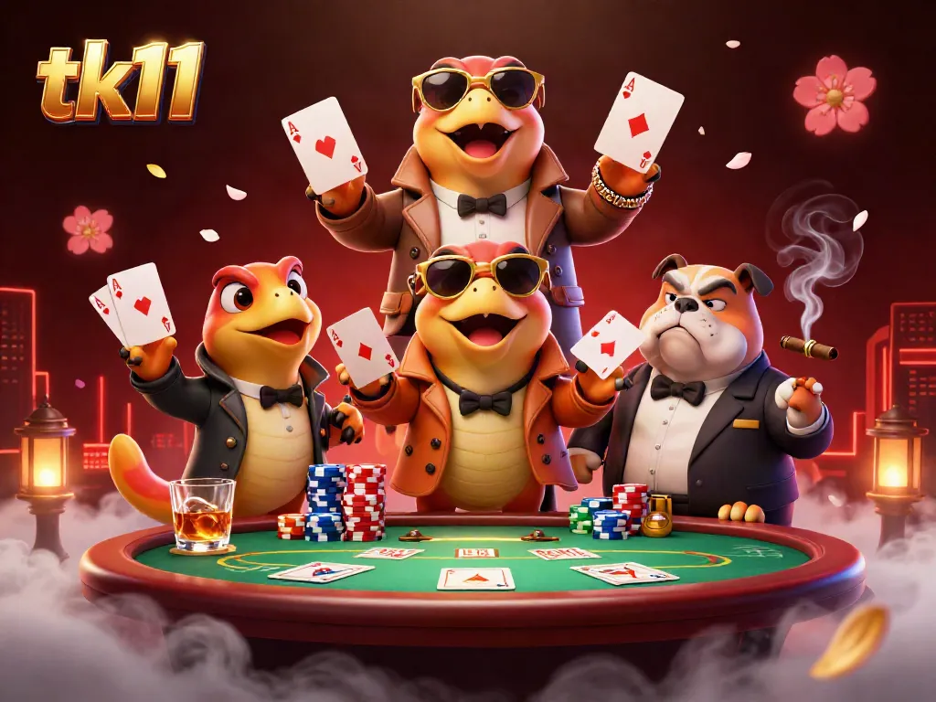 Experience the excitement of tk11 with cartoon raptors in a trench coat attempting to enter a VIP casino lounge.