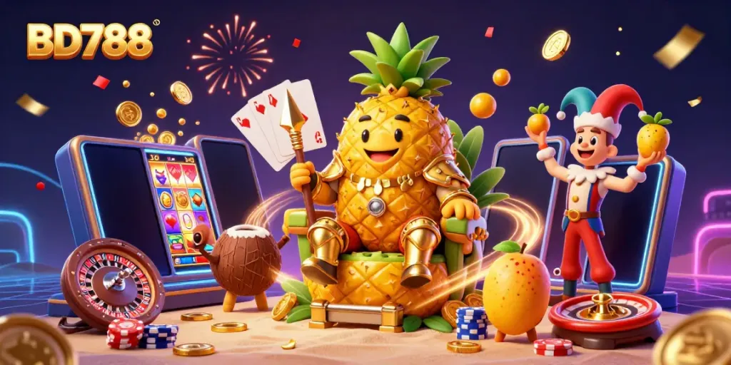 Engage in betting excitement at BD788 with lively casino characters and dynamic game elements.