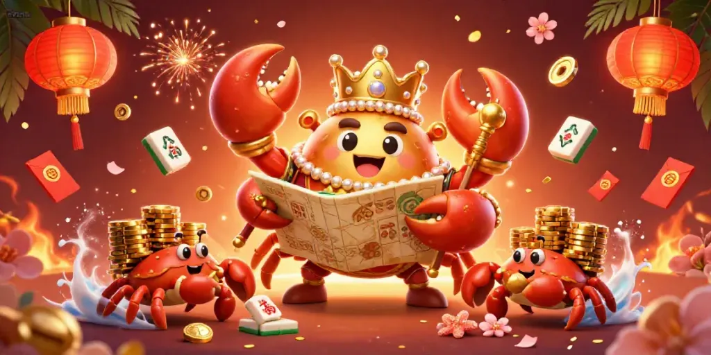 Engage with thrilling 88clb casino adventures alongside a golden crab emperor in a vibrant gaming scene.