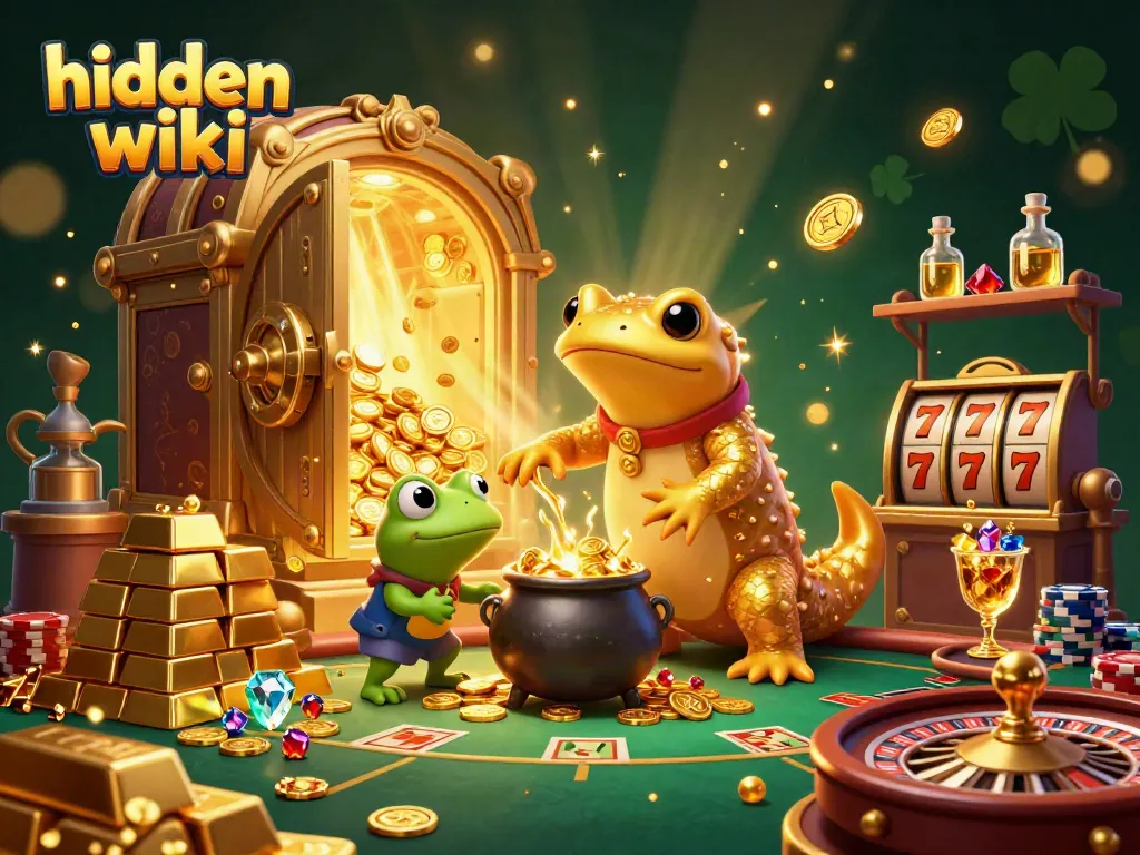 Engage with the hidden wiki as golden creatures create dazzling casino treasures.