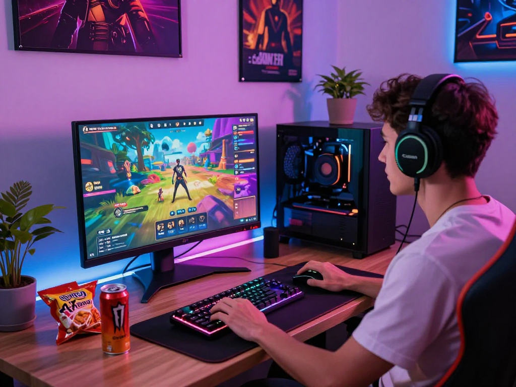 Engaging gaming setup featuring interactive porn games on a modern desktop.