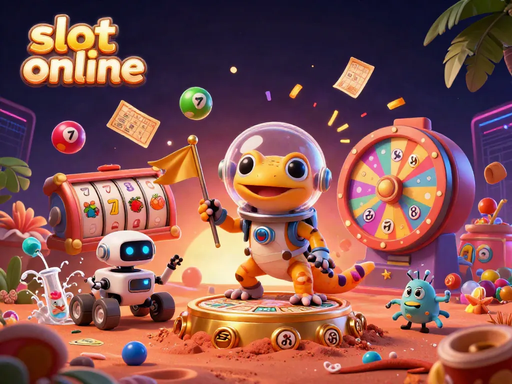 Engage with thrilling slot online adventures featuring a Martian gecko discovering a golden casino.