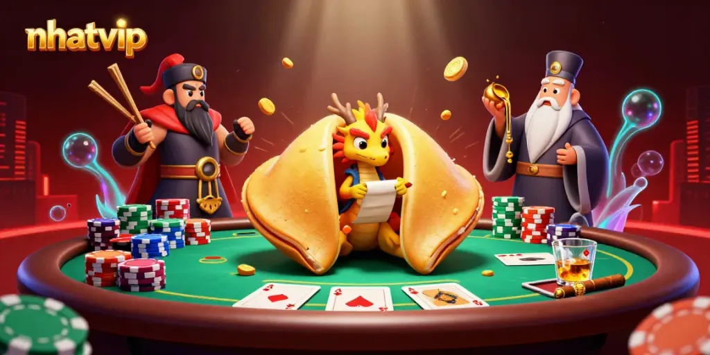 Experience thrilling gameplay with Nhatvip's vibrant casino scene filled with fortune, chips, and adventure.