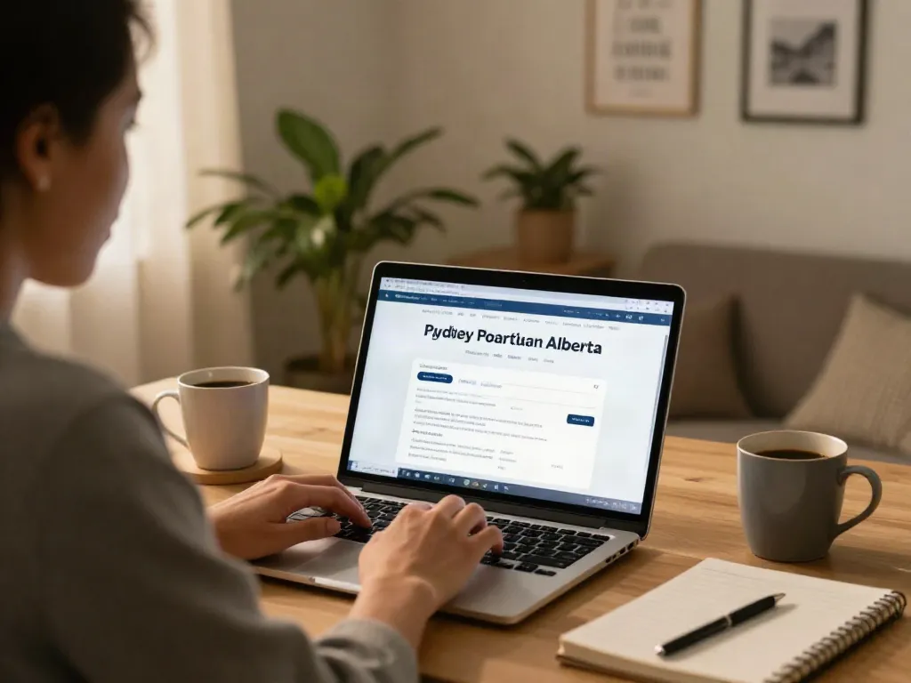 Person exploring payday loans Alberta options in a cozy home environment