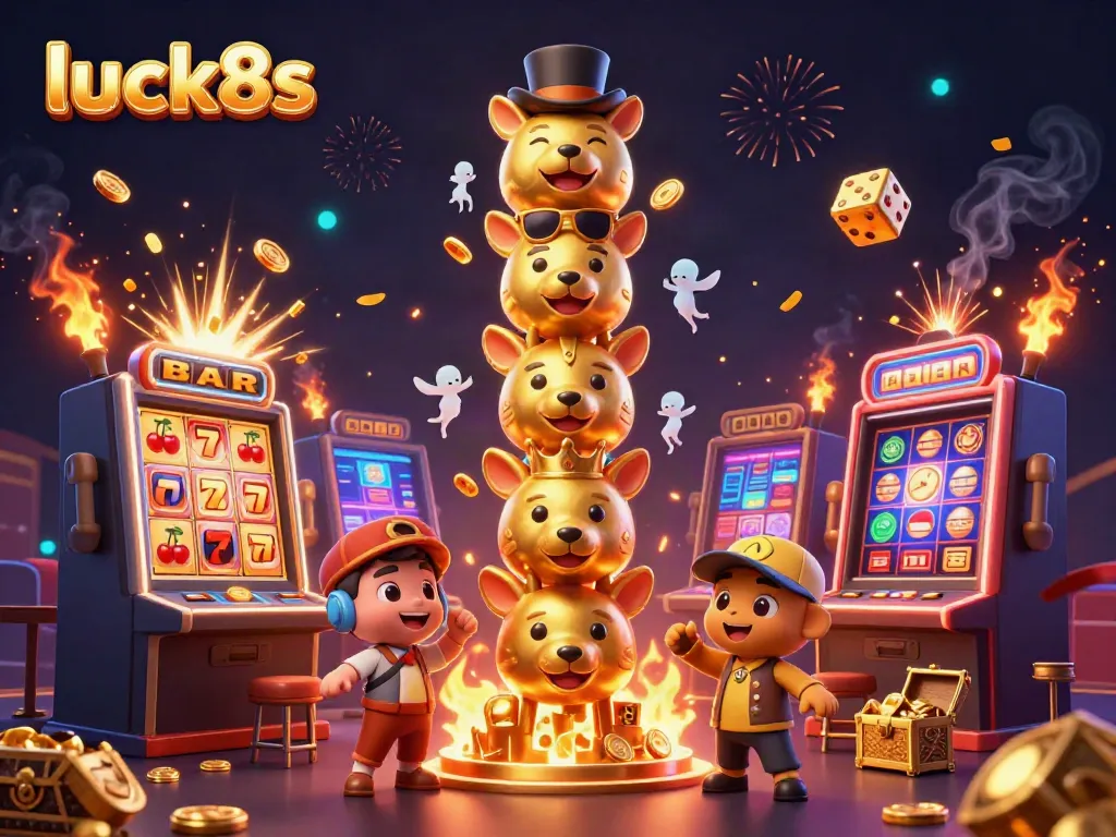 Engage with exciting gaming at luck8s with vibrant 3D casino elements and dynamic winning symbols.